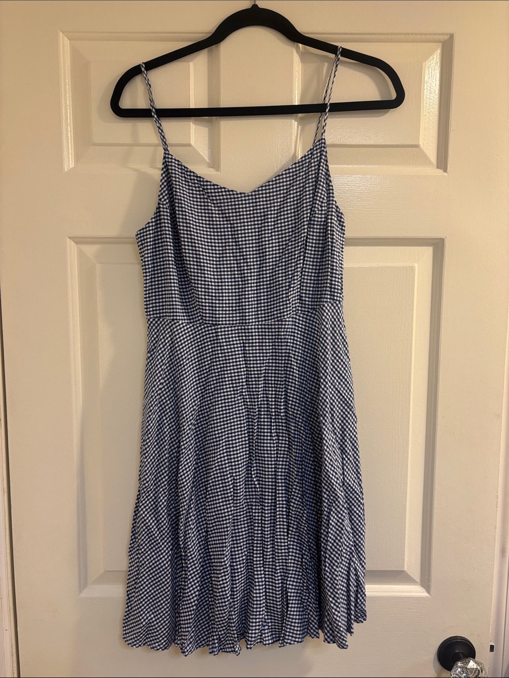 Old Navy Blue and White Gingham Spaghetti-Strap Dress